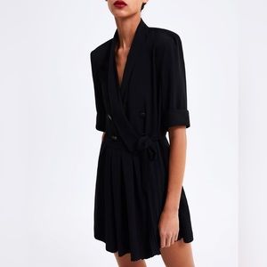 Zara pleated black jumpsuit blazer
